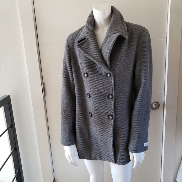 CALVIN KLEIN grey wool blend coat - Picture 7 of 12
